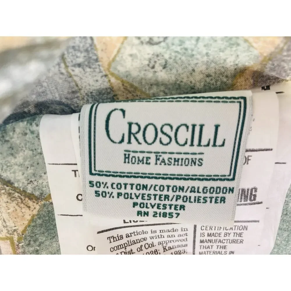 Set Croscill Vintage 1980’s Pastel Watercolor Pillow Shams Pink Green Geometric